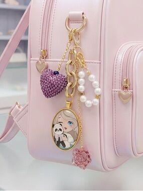 Kawaii Purse Charm Key Ring Japanese Harajuku Pastel Cute Bag Charm Retro 80s J-